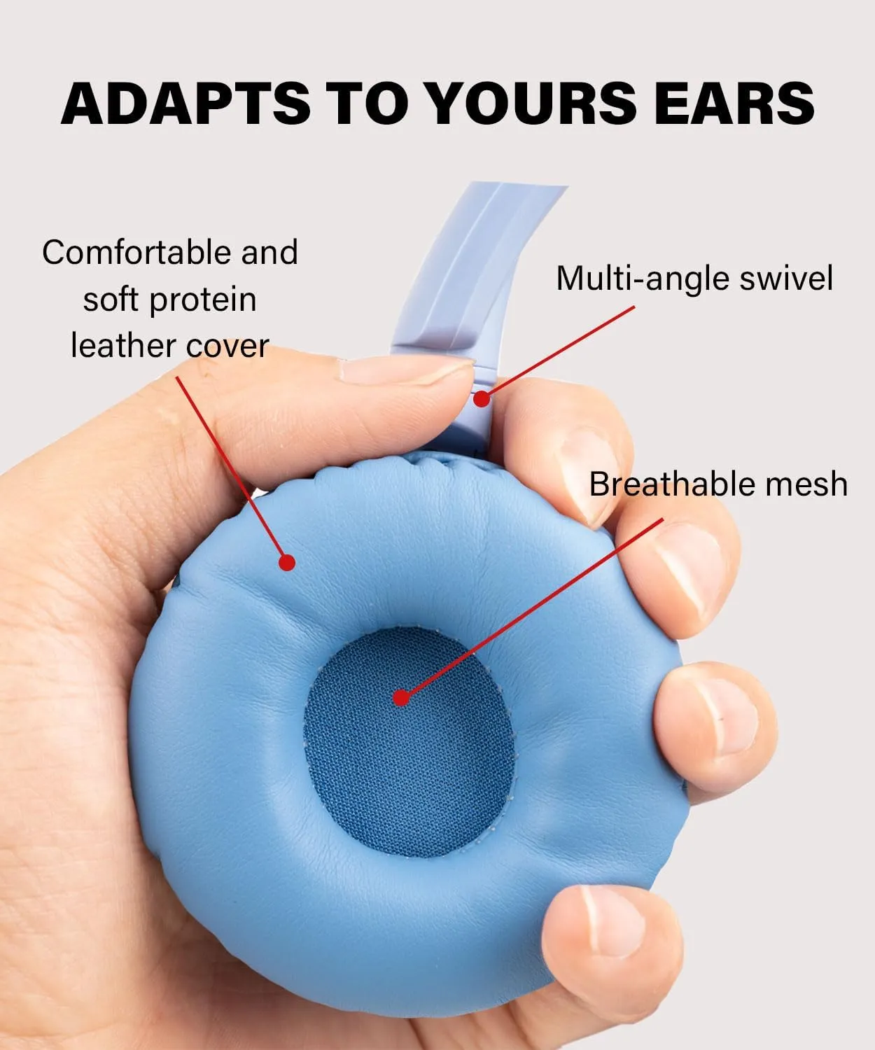 On-Ear Headphones Wireless Bluetooth with Lightweight Foldable Design, 20H Playtime & Bluetooth 5.3, Built-in HD Mic LED Lights, Micro SD/TF Slot for Office Travel, Blue Q9