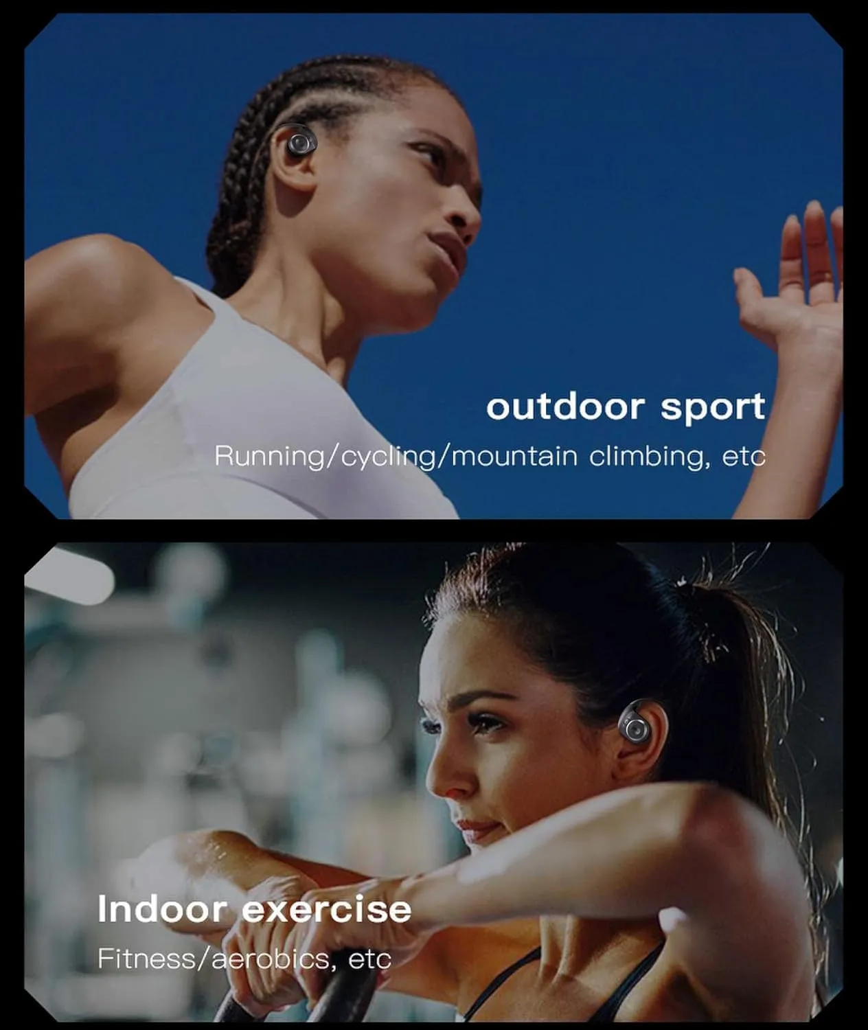 Open Ear Headphones Bluetooth 5.4 Wireless Headset Sports Fitness Running Waterproof Noise Canceling Over-Ear Headset with Microphone Gaming Earbuds HD Call Compatible with Android/iOS (Black)