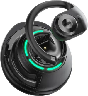 Open Ear Headphones Bluetooth 5.4 Wireless Headset Sports Fitness Running Waterproof Noise Canceling Over-Ear Headset with Microphone Gaming Earbuds HD Call Compatible with Android/iOS (Black)
