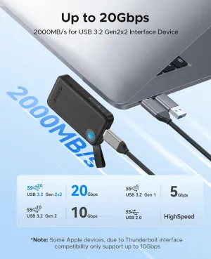 ORICO 512GB Portable SSD, Up to 2000MB/s, USB 3.2 Gen 2x2, Ultra-Mini, Compact with 2 in 1 USB C Cable, External Solid State Drives, Reliable Storage for USB C Smartphone, Tablet, PC - B20