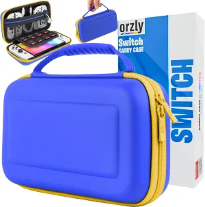 Orzly Carry Case Nintendo Switch Oled console with accessories and Games storage compartment - Easy Clean Case Gift Boxed Edition