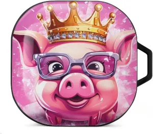 Pig Wearing Glasses Cute Animal Earphones Case Compatible with Galaxy Buds/Buds Pro Shockproof Headphone Case Cover