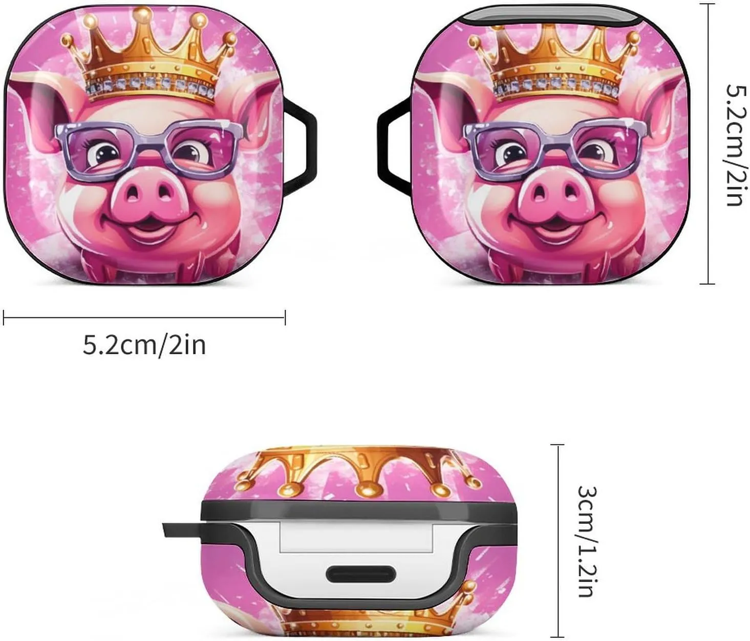Pig Wearing Glasses Cute Animal Earphones Case Compatible with Galaxy Buds/Buds Pro Shockproof Headphone Case Cover