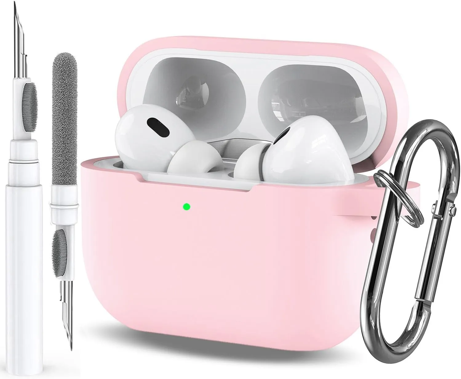Pink Case for Airpods Pro 2/1 Gen Case Cover for GILR Women, Compatible Airpods Pro 2nd/1st Generation Case, Soft Silicone Apple iPod Pro Gen Protective Cover Skin with Keychain Cleaner Pen, Pink