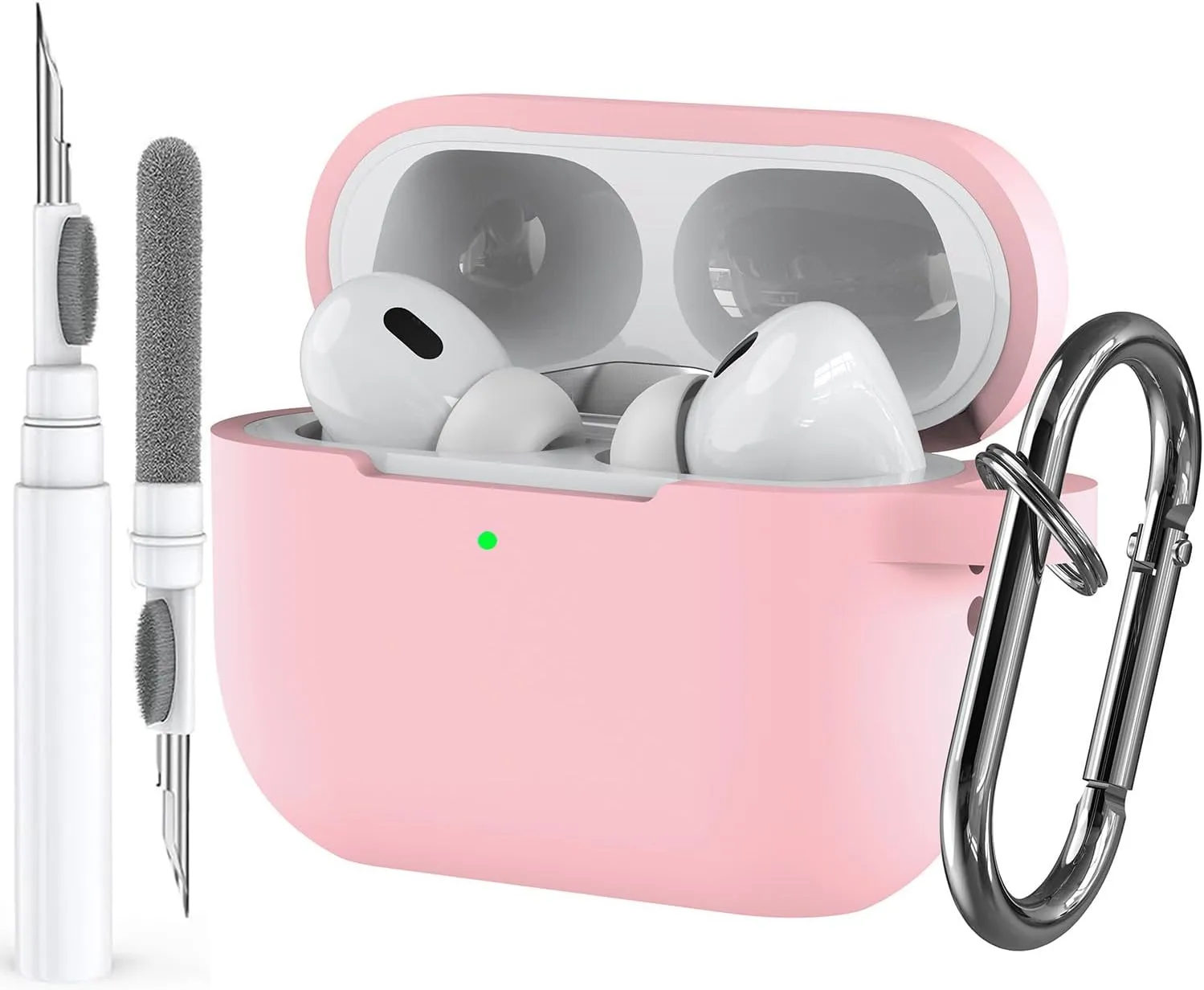 Pink Case for Airpods Pro 2/1 Gen Case Cover for GILR Women, Compatible Airpods Pro 2nd/1st Generation Case, Soft Silicone Apple iPod Pro Gen Protective Cover Skin with Keychain Cleaner Pen, Pink
