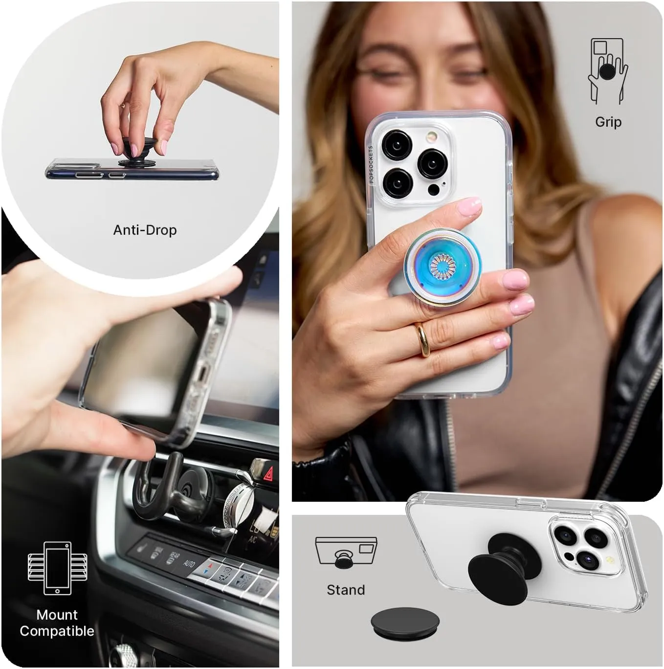 PopSockets: Phone Grip with Expanding Kickstand, Pop Socket for Phone - Neon Pink