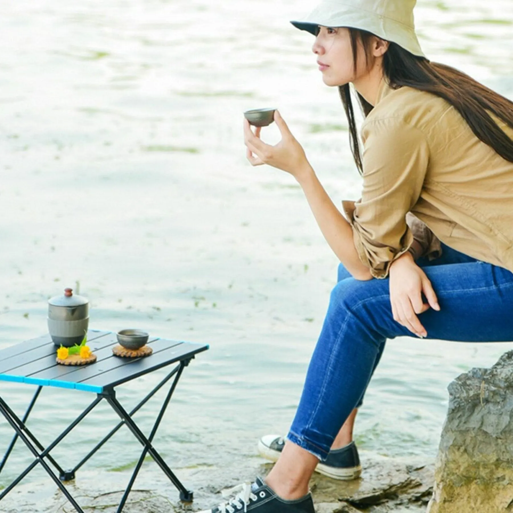 Portable Camping Table with storage