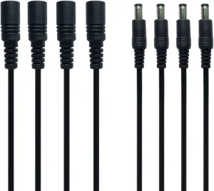 Power Extension Cord, 4 Pack DC 12V Power Supply Adapter Extension Cable 16.5ft (5m) 2.1mm  5.5mm Plug for IP Security Cameras, LED Strip Lights, Baby Monitor, DVR, Router