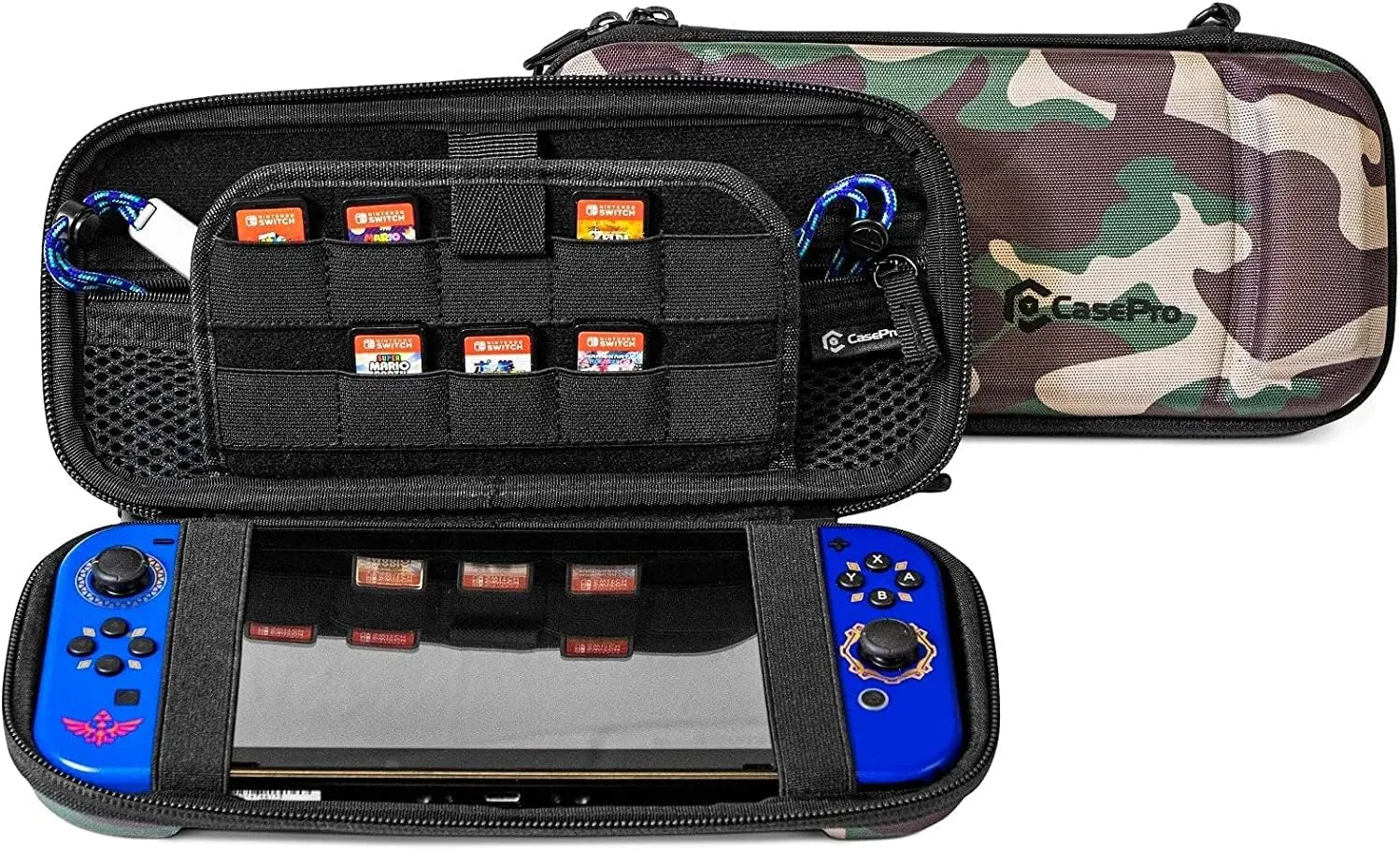 Premium Case for Nintendo Switch - EVA Hard Case Slim, Durable Protection, Game Card Slots, Hook - Fits Switch & OLED