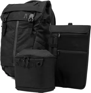 Prima System 3-in-1 Camera Backpack Obsidian Black Modular Travel Backpack, Camera Bag & Laptop Sleeve, Waterproof, Large Capacity, for Photographers & Travelers