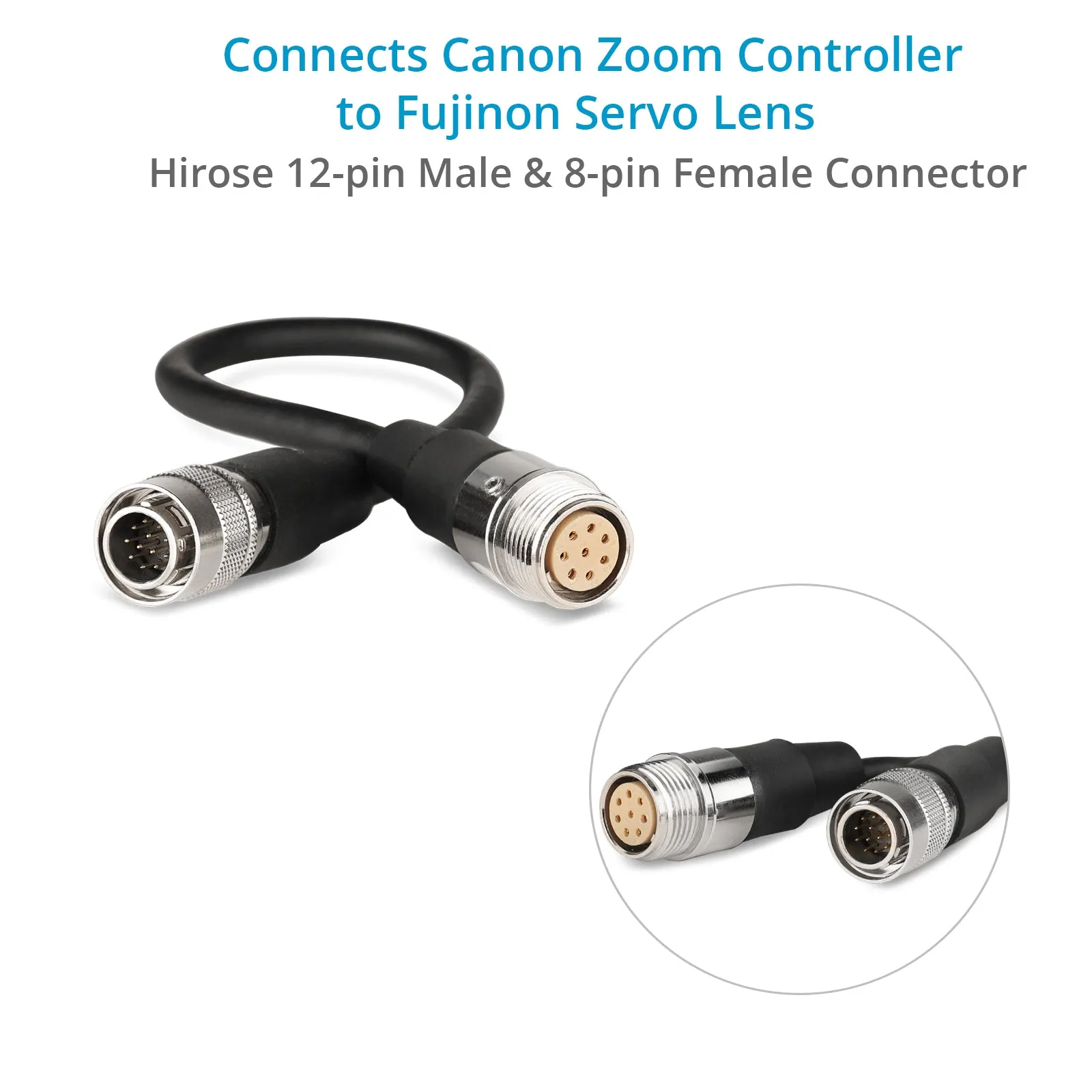 Proaim Zoom Lens Cable for Boxer HD2X Pan/Tilt Head. Canon 8-Pin Zoom to Fujinon Hirose 12-Pin Servo Lens