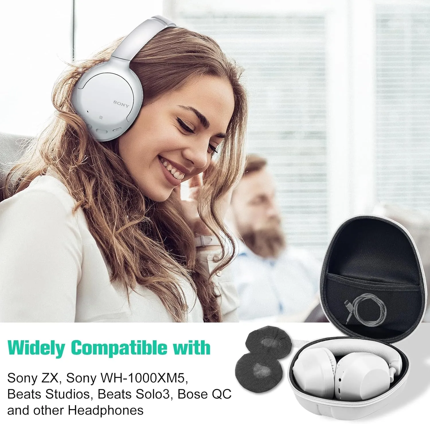 ProCase Hard Headphone Case Travel Bag for Sony WH-1000XM4, Beats Solo3, Bose QC, Hardshell EVA Carrying Case Headset Case with 2 Dust Covers - Grey