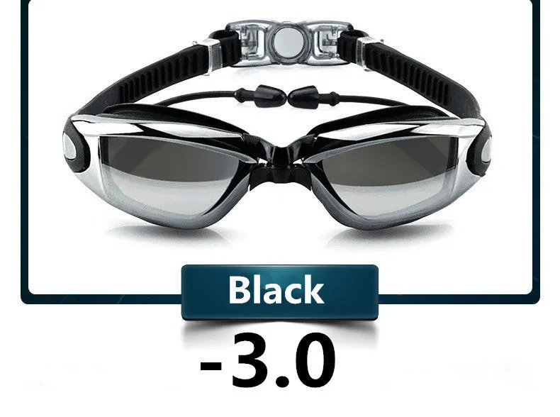 Professional Swimming Goggles Swimming Glasses with Earplugs Nose Clip Electroplate Waterproof Silicone