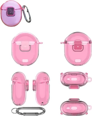 Protective Case for Google Pixel Buds Pro 2 Case Cover Transparent TPU Shockproof Waterproof Anti Scratch Anti Fall Easy Carrying Sleeve with Keychain (Transparent Pink)