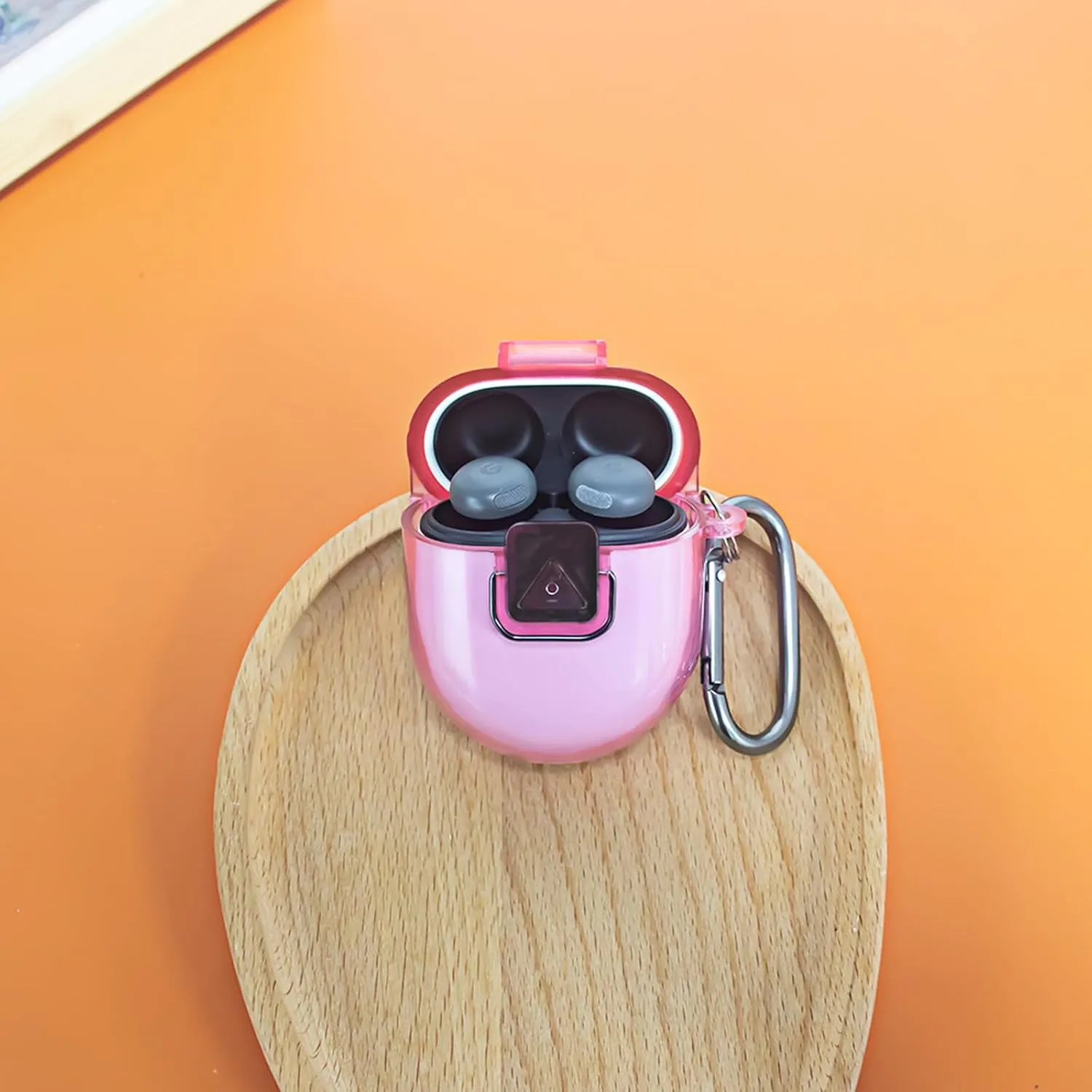Protective Case for Google Pixel Buds Pro 2 Case Cover Transparent TPU Shockproof Waterproof Anti Scratch Anti Fall Easy Carrying Sleeve with Keychain (Transparent Pink)