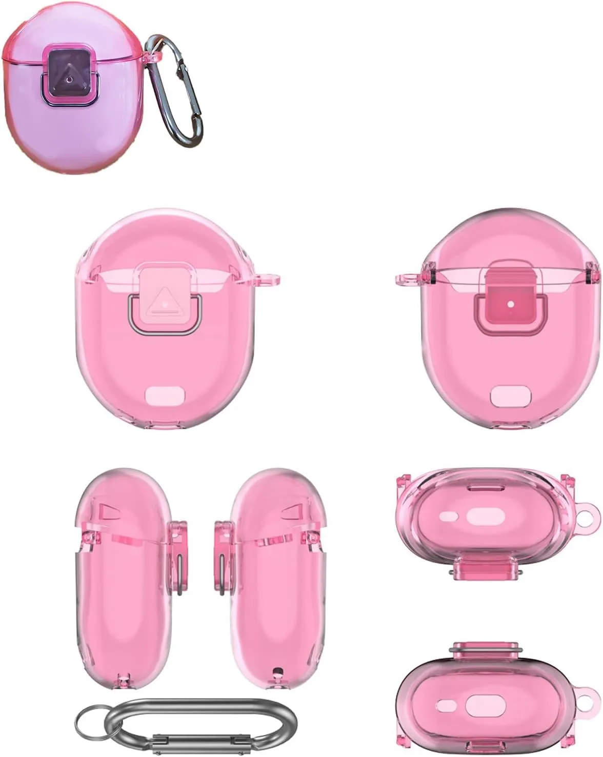 Protective Case for Google Pixel Buds Pro 2 Case Cover Transparent TPU Shockproof Waterproof Anti Scratch Anti Fall Easy Carrying Sleeve with Keychain (Transparent Pink)
