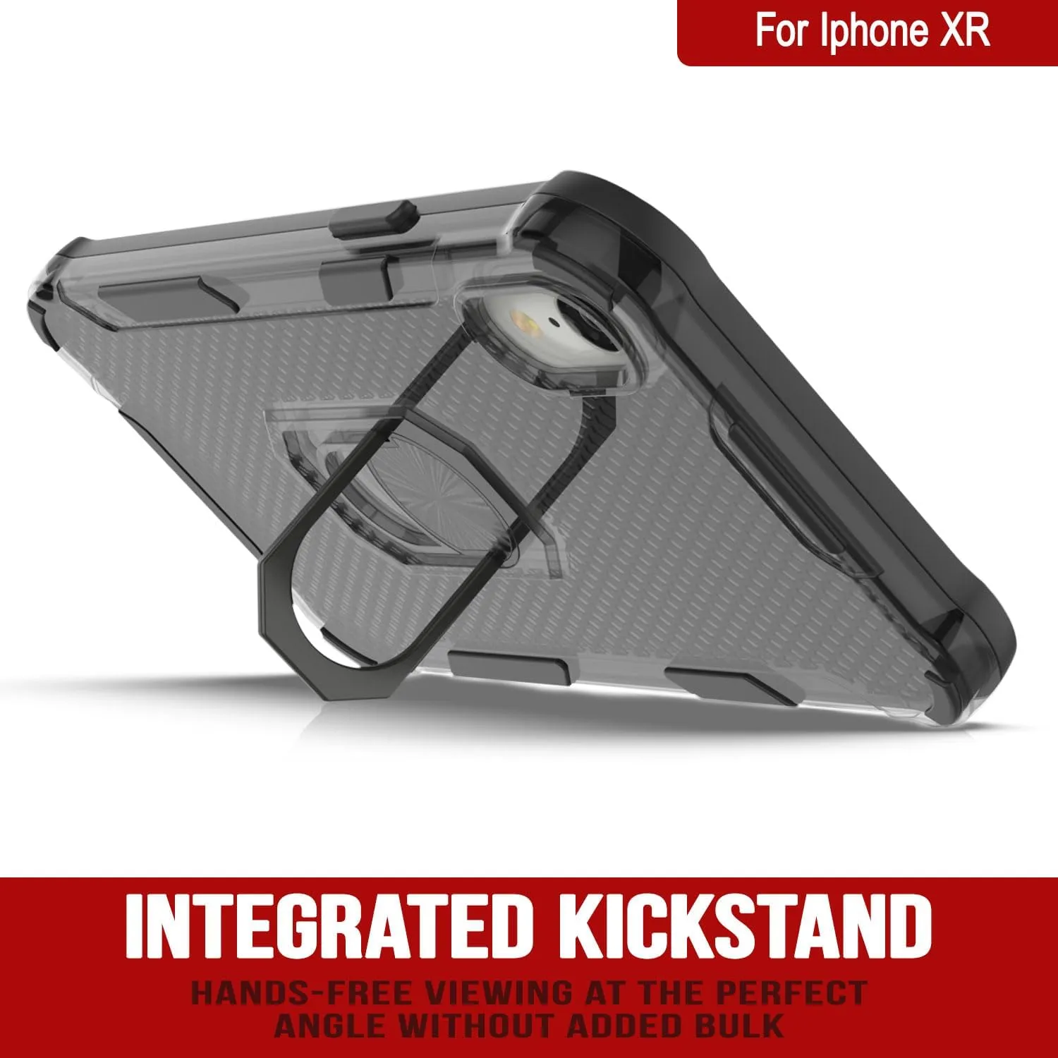 Punkcase for iPhone XR Case [Magnetix 2.0 Series] Clear Protective TPU Cover W/Kickstand, Ring Grip Holder & Metal Plate for Magnetic Car Phone Mount for iPhone XR (6.1") [Black]