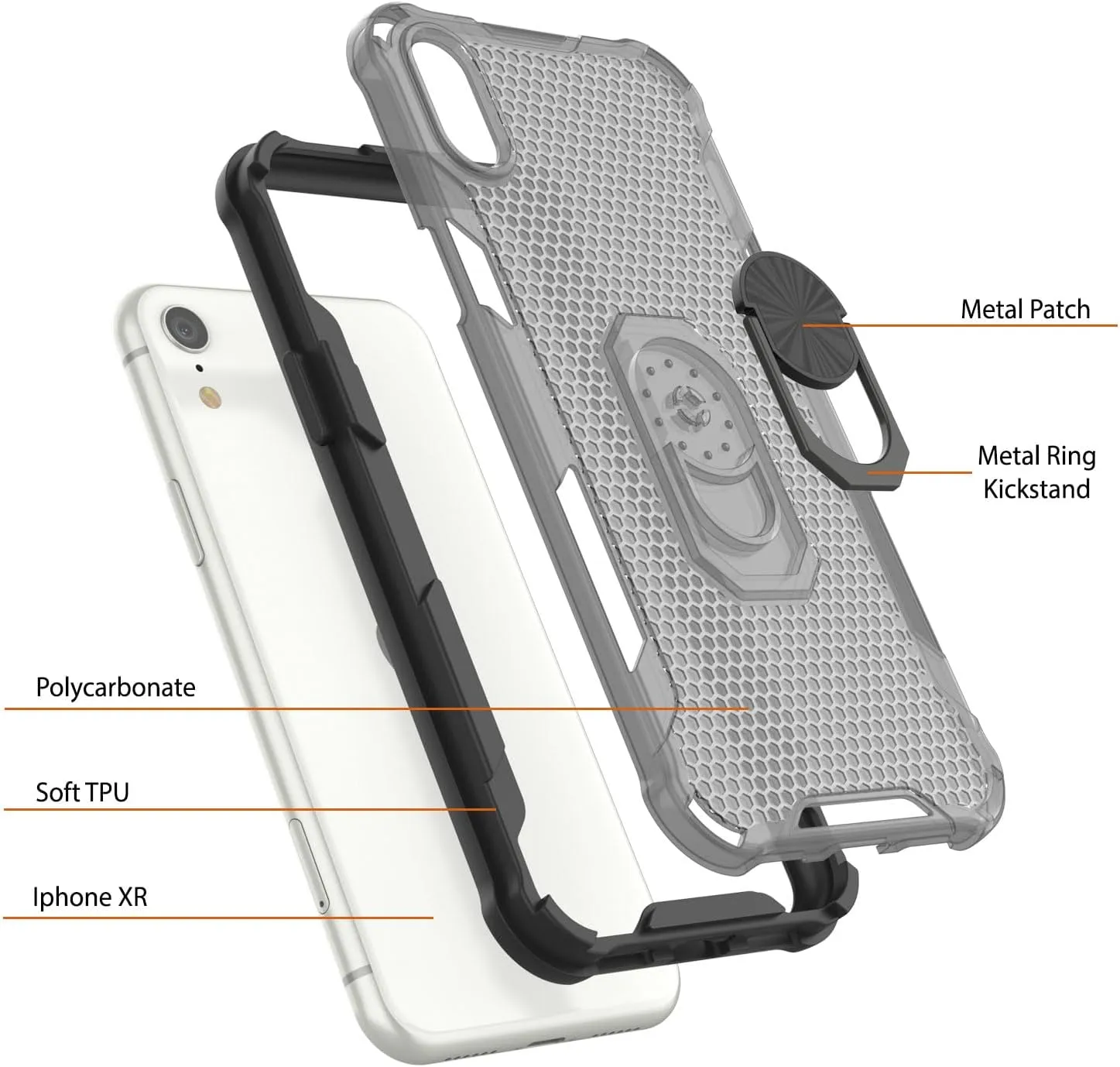 Punkcase for iPhone XR Case [Magnetix 2.0 Series] Clear Protective TPU Cover W/Kickstand, Ring Grip Holder & Metal Plate for Magnetic Car Phone Mount for iPhone XR (6.1") [Black]