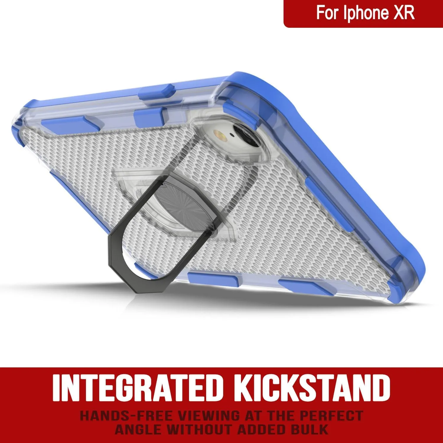 Punkcase for iPhone XR Case [Magnetix 2.0 Series] Clear Protective TPU Cover W/Kickstand, Ring Grip Holder & Metal Plate for Magnetic Car Phone Mount for iPhone XR (6.1") [Blue]
