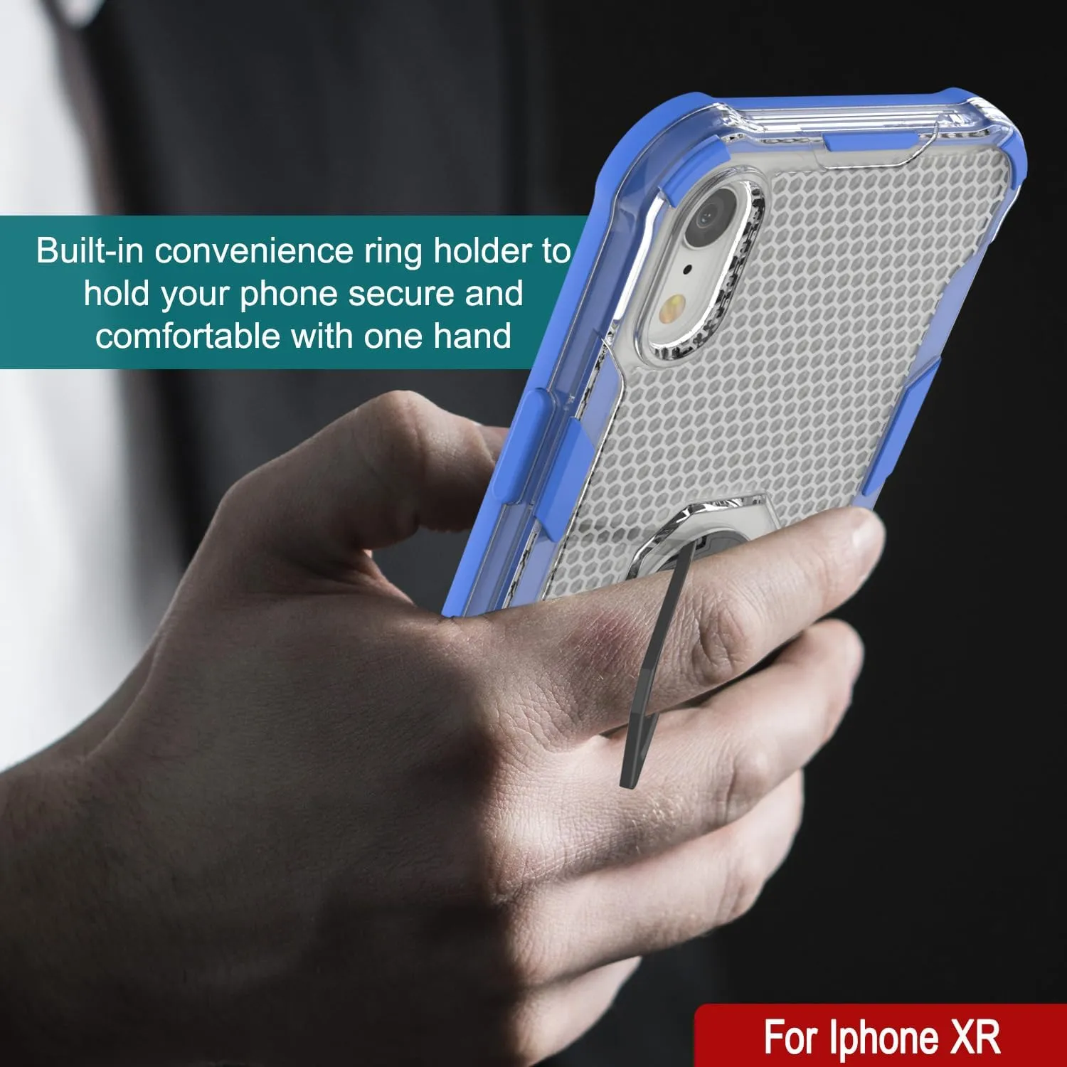 Punkcase for iPhone XR Case [Magnetix 2.0 Series] Clear Protective TPU Cover W/Kickstand, Ring Grip Holder & Metal Plate for Magnetic Car Phone Mount for iPhone XR (6.1") [Blue]