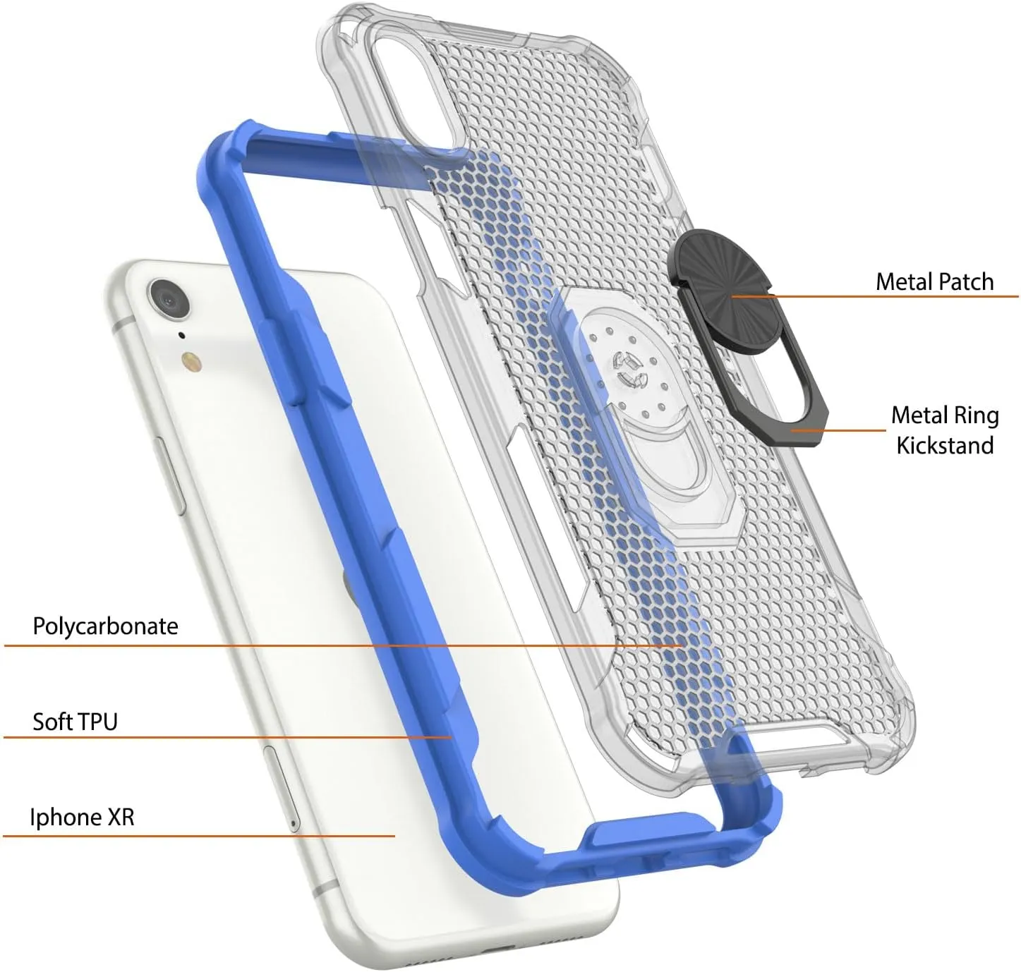 Punkcase for iPhone XR Case [Magnetix 2.0 Series] Clear Protective TPU Cover W/Kickstand, Ring Grip Holder & Metal Plate for Magnetic Car Phone Mount for iPhone XR (6.1") [Blue]