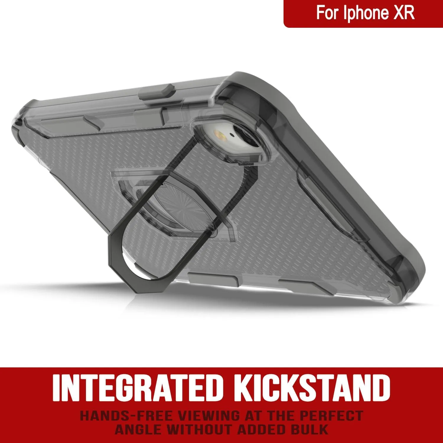Punkcase for iPhone XR Case [Magnetix 2.0 Series] Clear Protective TPU Cover W/Kickstand, Ring Grip Holder & Metal Plate for Magnetic Car Phone Mount for iPhone XR (6.1") [Grey]