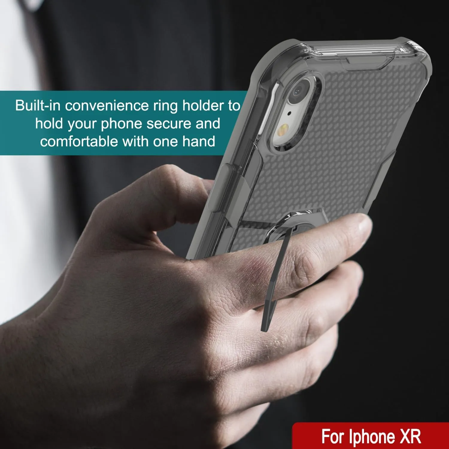 Punkcase for iPhone XR Case [Magnetix 2.0 Series] Clear Protective TPU Cover W/Kickstand, Ring Grip Holder & Metal Plate for Magnetic Car Phone Mount for iPhone XR (6.1") [Grey]