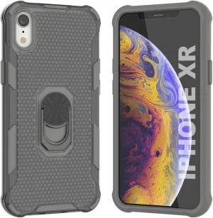 Punkcase for iPhone XR Case [Magnetix 2.0 Series] Clear Protective TPU Cover W/Kickstand, Ring Grip Holder & Metal Plate for Magnetic Car Phone Mount for iPhone XR (6.1") [Grey]