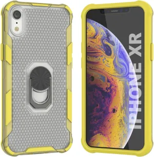 Punkcase for iPhone XR Case [Magnetix 2.0 Series] Clear Protective TPU Cover W/Kickstand, Ring Grip Holder & Metal Plate for Magnetic Car Phone Mount for iPhone XR (6.1") [Yellow]