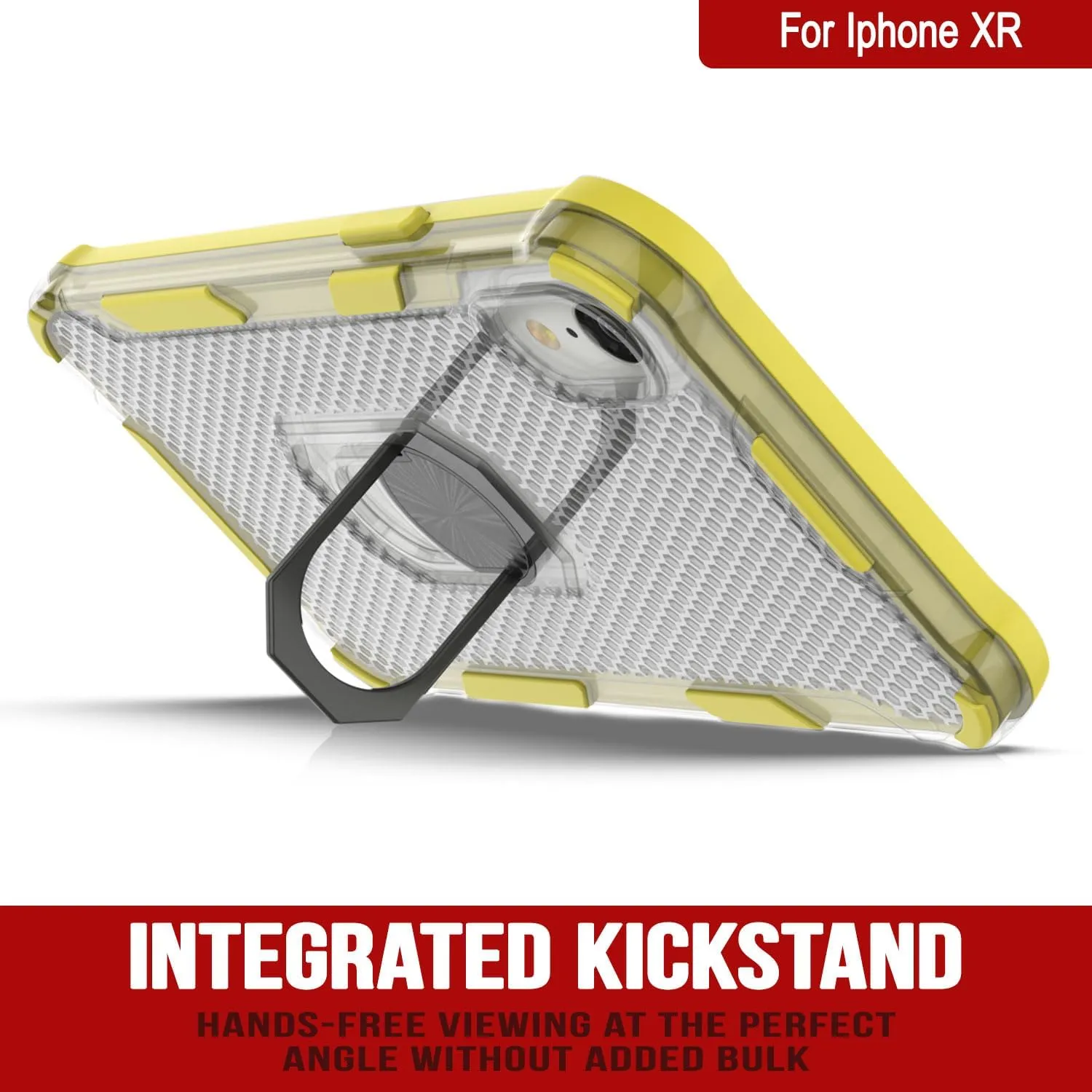 Punkcase for iPhone XR Case [Magnetix 2.0 Series] Clear Protective TPU Cover W/Kickstand, Ring Grip Holder & Metal Plate for Magnetic Car Phone Mount for iPhone XR (6.1") [Yellow]