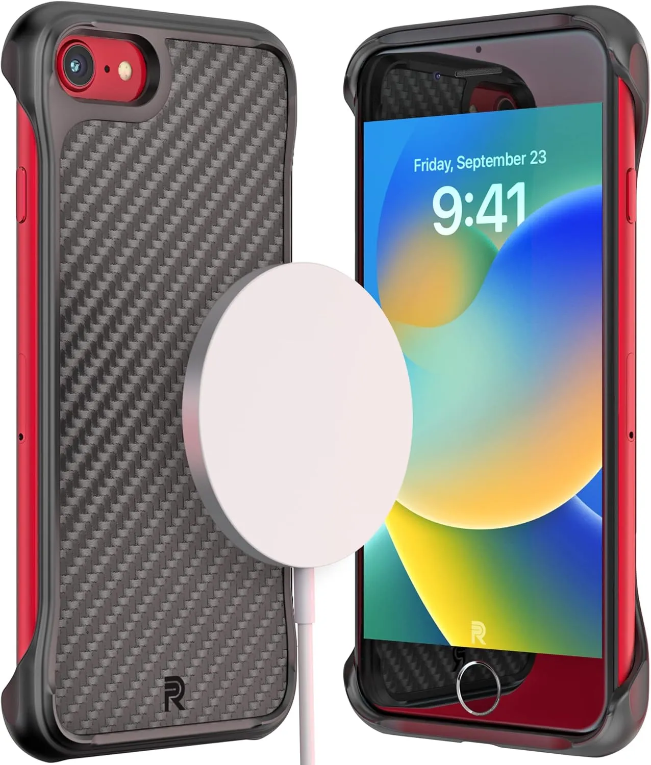 REBEL Case for iPhone SE 2022 [Flex Series] MagSafe Compatible, Exposed Sides for Comfort, Protective Aramid, Shockproof Magnetic Case for SE 3rd Gen 2022/SE 2020/iPhone 8, 4.7 Inch (Aramid Fiber)
