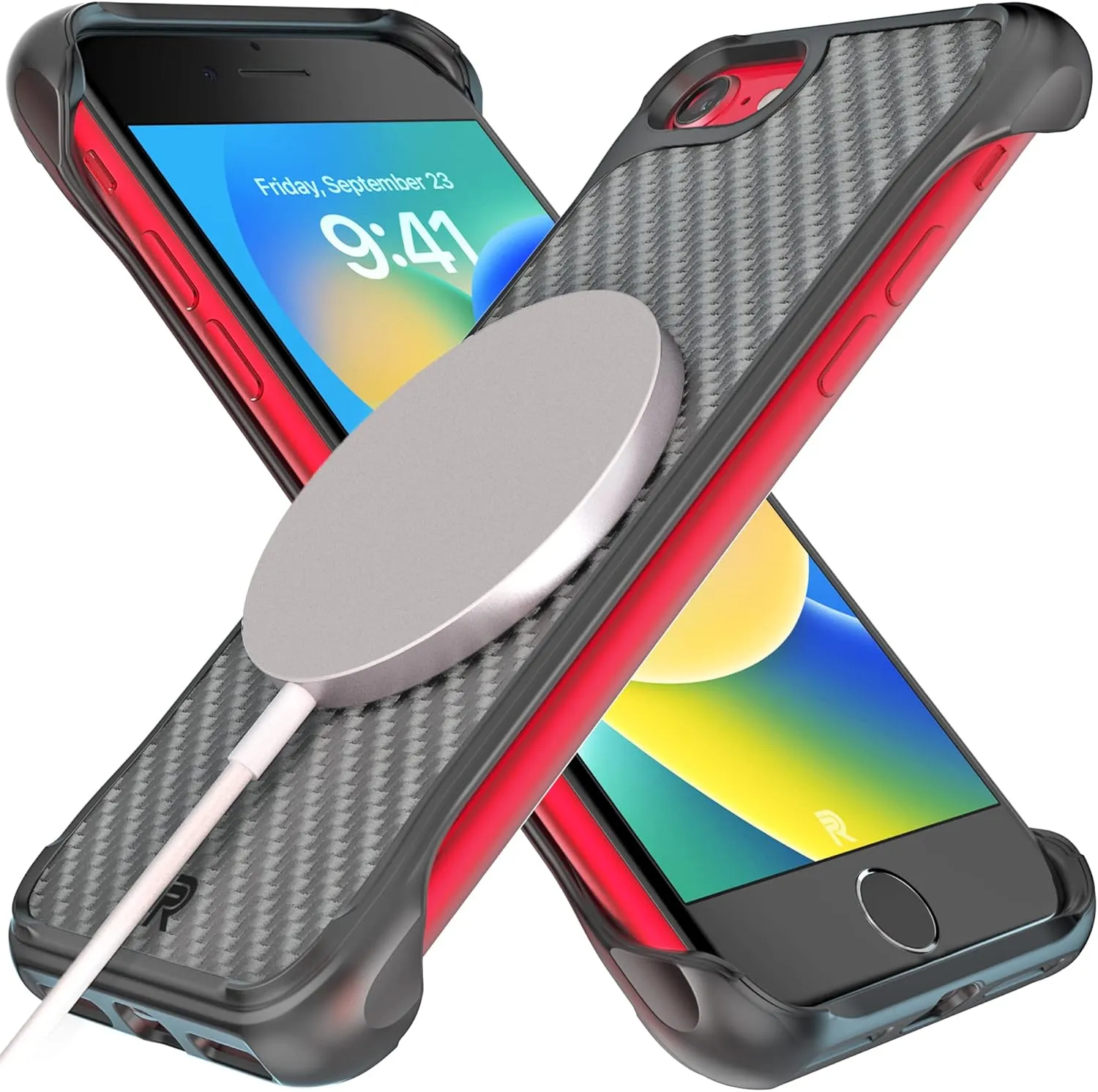 REBEL Case for iPhone SE 2022 [Flex Series] MagSafe Compatible, Exposed Sides for Comfort, Protective Aramid, Shockproof Magnetic Case for SE 3rd Gen 2022/SE 2020/iPhone 8, 4.7 Inch (Aramid Fiber)