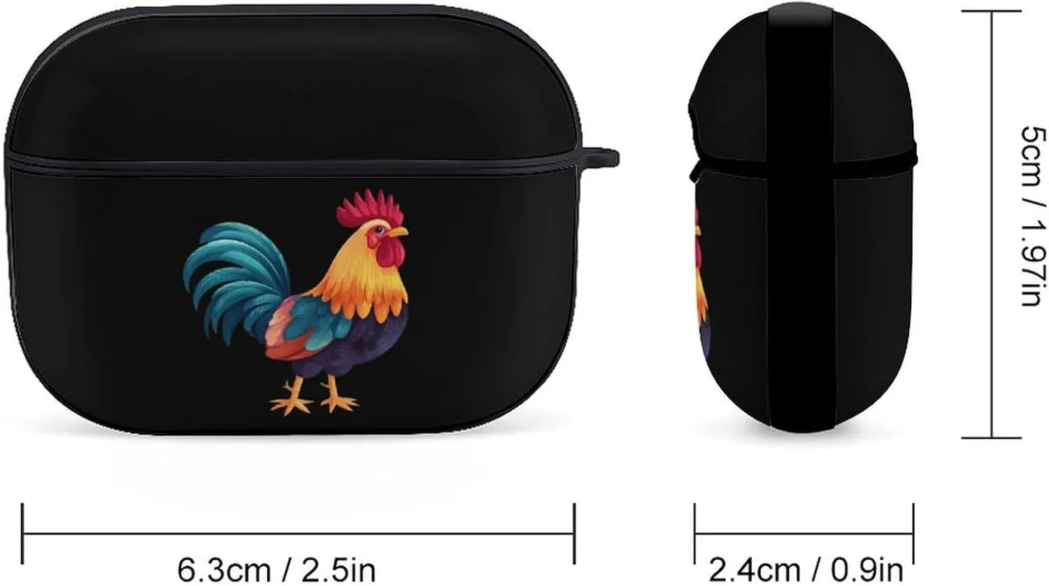 Rooster Kitchen Earbud Case Bluetooth Headphone Case Full Protective Case with Keychain Compatible with Airpods Pro Black-Style