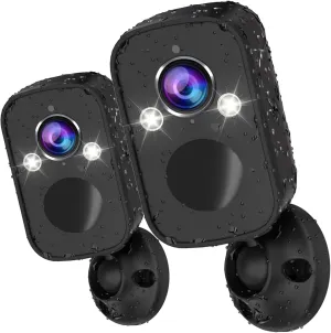 Rraycom Security Cameras Wireless Outdoor, 2pcs 2k Cameras for Home Security with Motion Detection Siren Alarm WiFi Surveillance Indoor Camera, Color Night Vision, 2-Way Talk, Waterproof, Cloud/SD