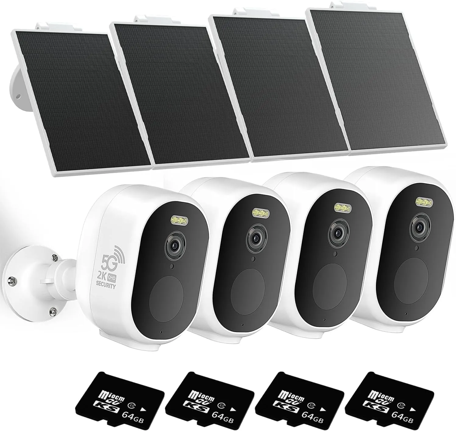 Security Cameras Wireless Outdoor, 2K/3MP QHD Home Security System 4-Cam Kit with 130-Wide View, Night Vision, Spotlight,IP65 Waterproof, Support Alexa,2.4GHz & 5GHz WiFi,Cloud/SD