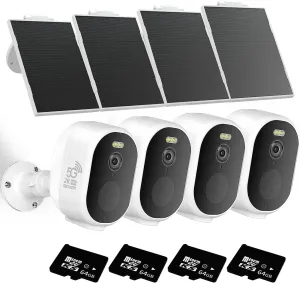 Security Cameras Wireless Outdoor, 2K/3MP QHD Home Security System 4-Cam Kit with 130-Wide View, Night Vision, Spotlight,IP65 Waterproof, Support Alexa,2.4GHz & 5GHz WiFi,Cloud/SD