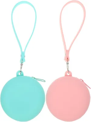 Silicone Headphone Organizer 2pcs Data Cable Storage Case Portable Wired Headset Storage Bag Small Travel Carrying Pouch with Wrist Strap for USB Drives Earphones