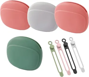 Silicone Headphone Organizer, 4-Port Data Cable Storage Case, Portable Earbud Case, Mini Storage Bag