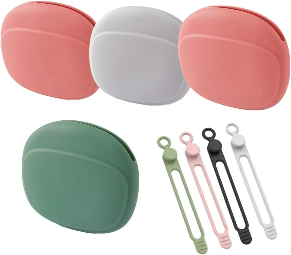 Silicone Headphone Organizer, 4-Port Data Cable Storage Case, Portable Earbud Case, Mini Storage Bag