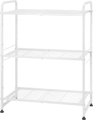 Simple Trending 3-Tier Stackable Wire Shelving Unit Storage Rack, Expandable & Adjustable Kitchen Storage Cabinet Shelf Organizer, White