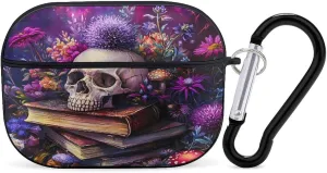 Skull Book Earbud Case Bluetooth Headphone Case Full Protective Case with Keychain Compatible with Airpods Pro Black-Style