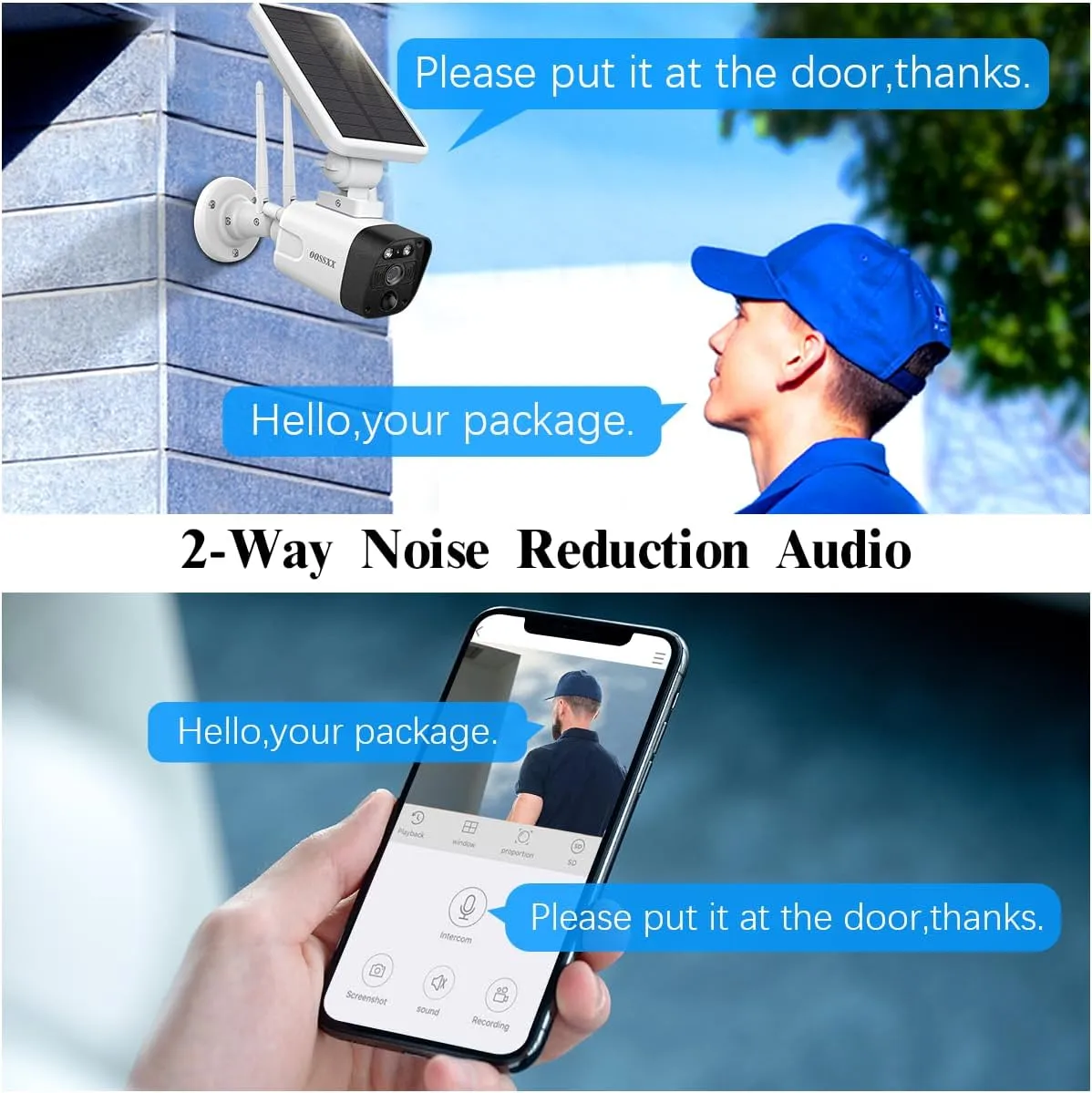 (Solar Battery 100% Wire-Free) PIR Detection 2-Way Audio Dual Antennas Outdoor Security Camera System with Monitor Wireless WiFi Home Security System Indoor Video Surveillance DVR Kits