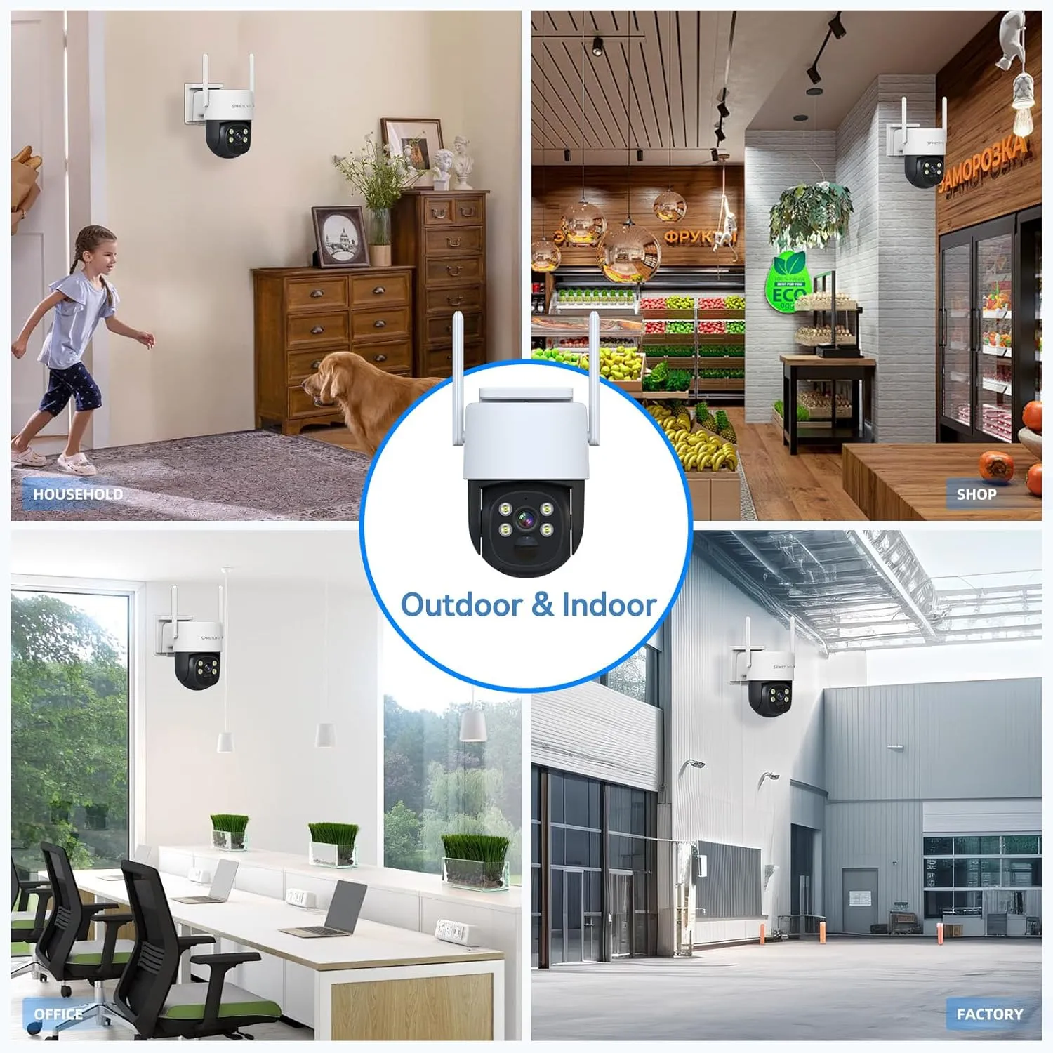 Solar Security Camera Outdoor Wireless: 4PCS 360 WiFi Security Cameras System for Home Surveillance Solar Camera NVR KIT Expandable 10CH Color Night Vision 2-Way Voice