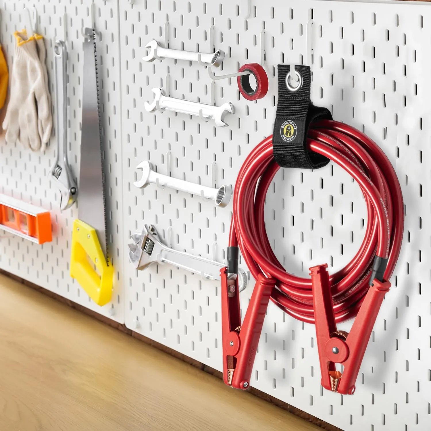 Spartan Power Heavy Duty Storage Straps, 2" X 13" Extension Cord Holder Organizer for Garage Organization and Cable Storage (6 Pack)