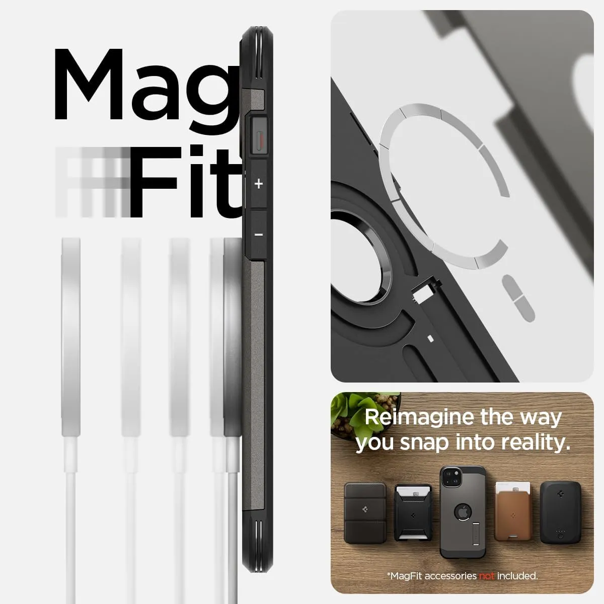 Spigen Tough Armor MagFit Designed for iPhone 15 Case (2023) [Kickstand] [Military-Grade Protection] Compatible with MagSafe - Gunmetal