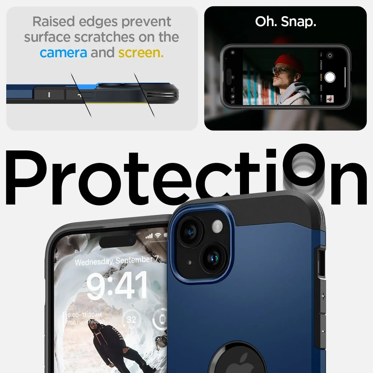 Spigen Tough Armor MagFit Designed for iPhone 15 Case (2023) [Kickstand] [Military-Grade Protection] Compatible with MagSafe - Navy Blue