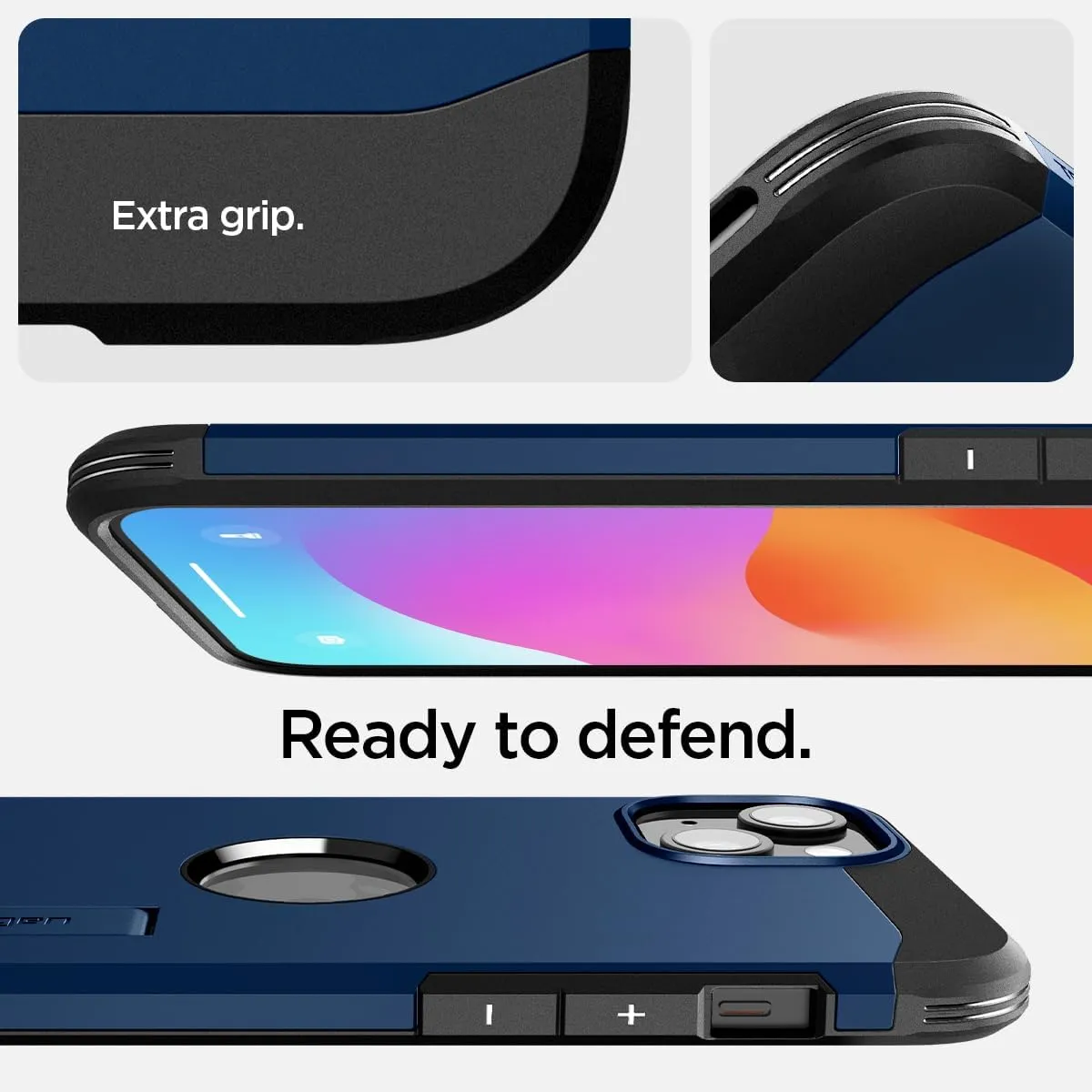 Spigen Tough Armor MagFit Designed for iPhone 15 Case (2023) [Kickstand] [Military-Grade Protection] Compatible with MagSafe - Navy Blue