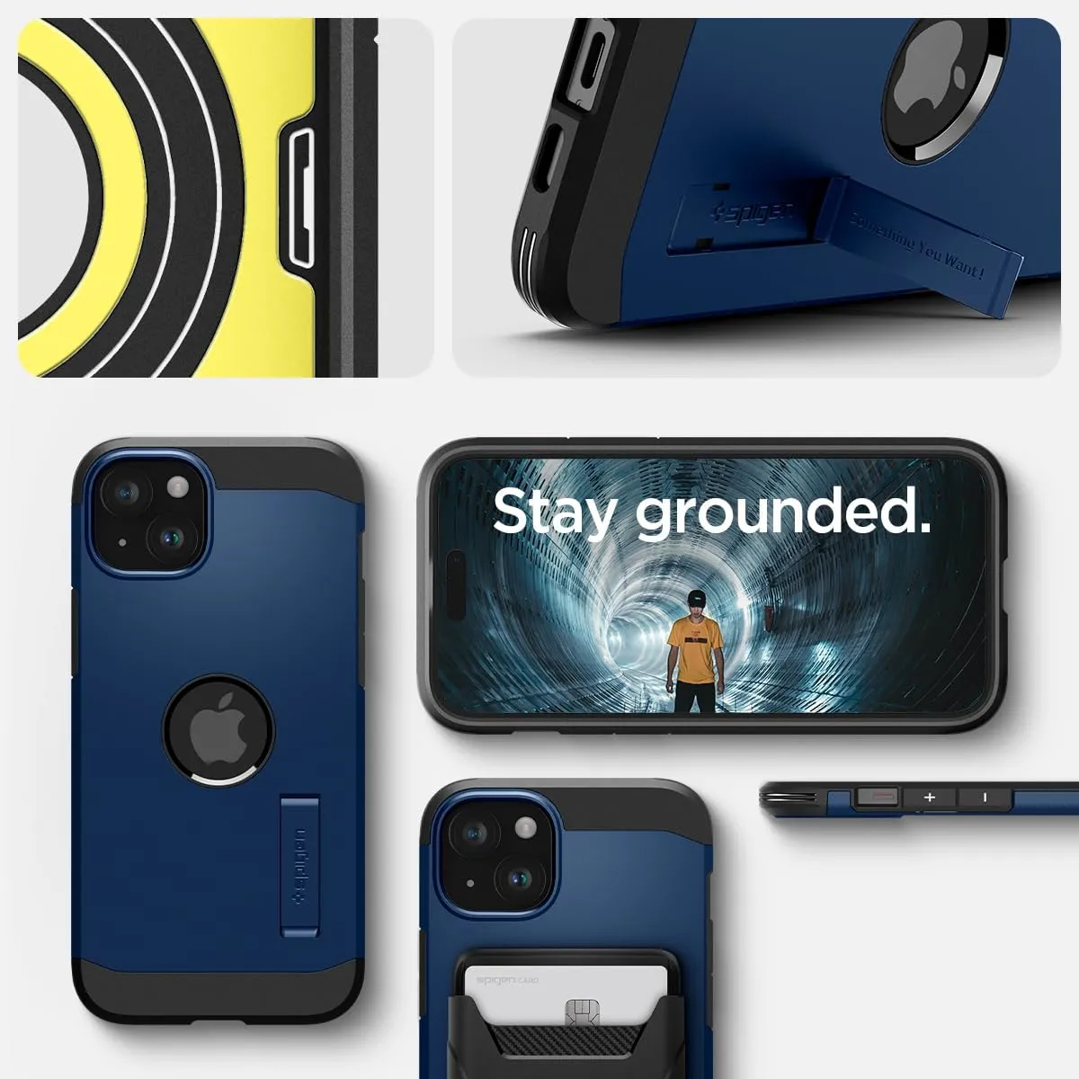 Spigen Tough Armor MagFit Designed for iPhone 15 Case (2023) [Kickstand] [Military-Grade Protection] Compatible with MagSafe - Navy Blue