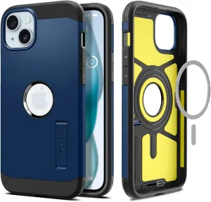 Spigen Tough Armor MagFit Designed for iPhone 15 Case (2023) [Kickstand] [Military-Grade Protection] Compatible with MagSafe - Navy Blue