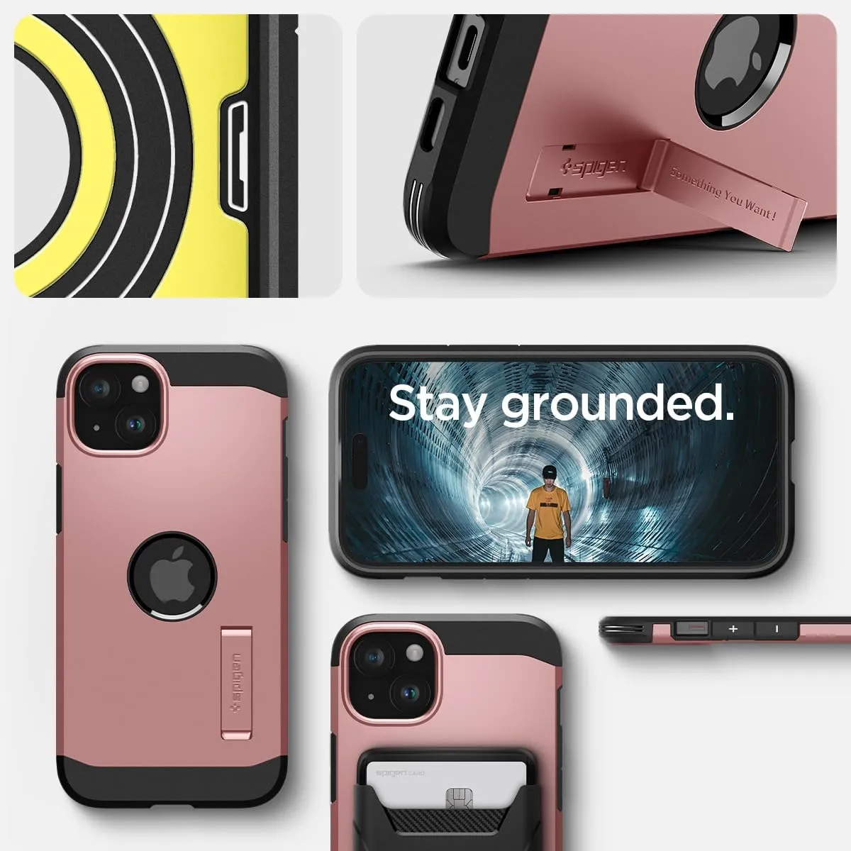 Spigen Tough Armor MagFit Designed for iPhone 15 Case (2023) [Kickstand] [Military-Grade Protection] Compatible with MagSafe - Rose Gold